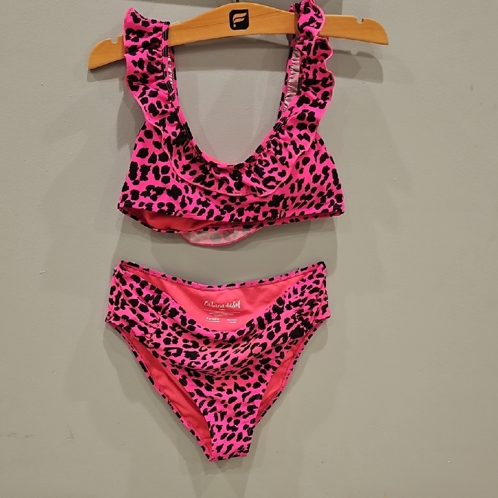 Pink Leopard Print Bikini Set